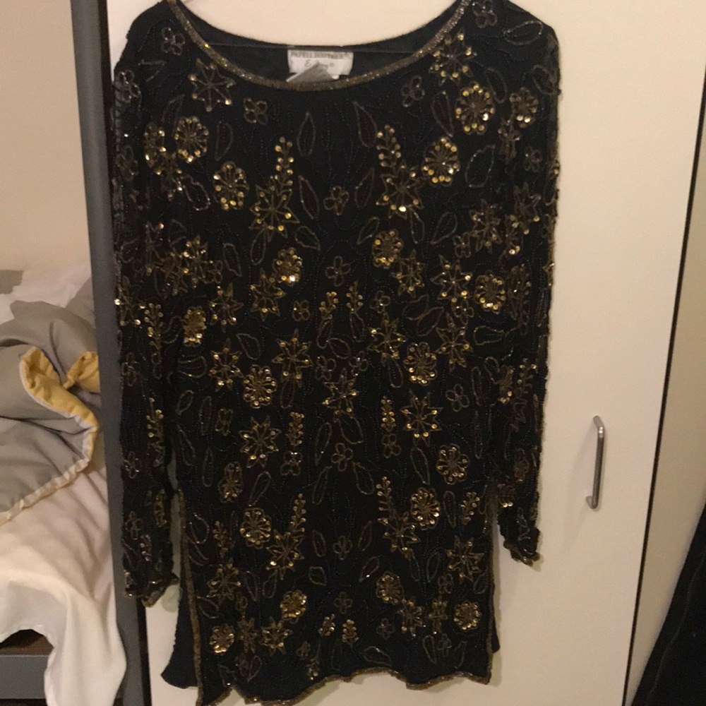 Long sleeve embellished dress
